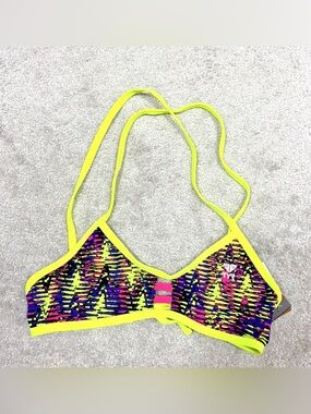 TYR Waikiki Pacific Women's Sz Large(10/12) Swim Bikini Top Tieback Green Purple